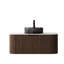 Lavabo flottant en verre noir transparent de 36 pouces en noyer foncé-135456677-135456679