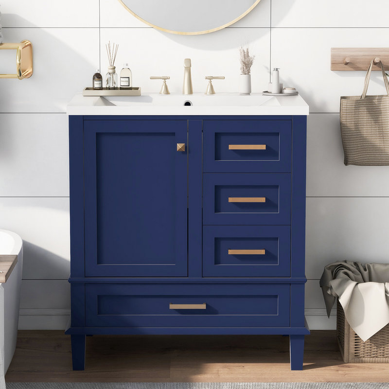 Meuble-lavabo simple 18,09 po avec comptoir d'évier, Bleu