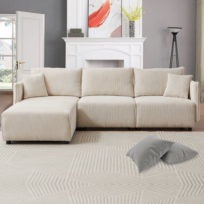 Balendin 106.40" Built-In USB Port Corduroy Custom Sectionals,Modular by Latitude Run