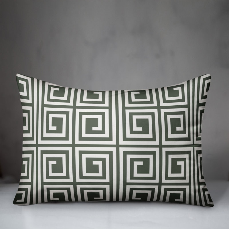  Coussin décoratif géométrique intérieur / extérieur en polyester, H 14 po x l 20 po, Sauge