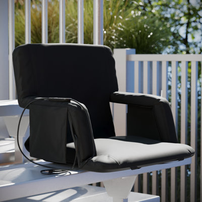 Portable Heated Reclining Stadium Chair with Armrests, Padded Back & Heated Seat