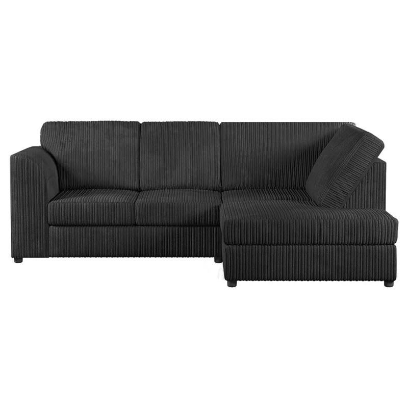 Jumbo Cord Hand Facing Corner Sofa With Footstool, Right Hand Facing, Black