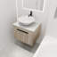 Meuble-lavabo mural 24 po avec vasque en céramique, meuble-lavabo en chêne blanc, charnières à fermeture en douceur, style flottant, rangement spacieux, poignées en métal, porte à fermeture en douceur de 2 pièces, armoires de porte, paquets