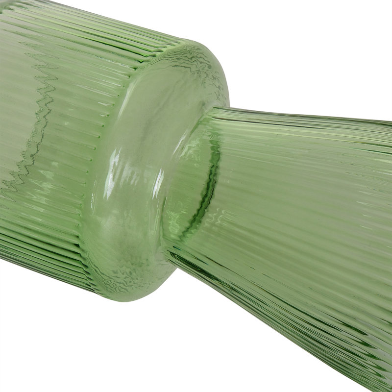 H7.5 Inch Ribbed Glass Vase, Crystal Glass Flower Vase, Fluted Clear Vases For Flowers, Mini Flower Vase For Living Room, Dining Table, Entryway, Centerpiece, Wedding