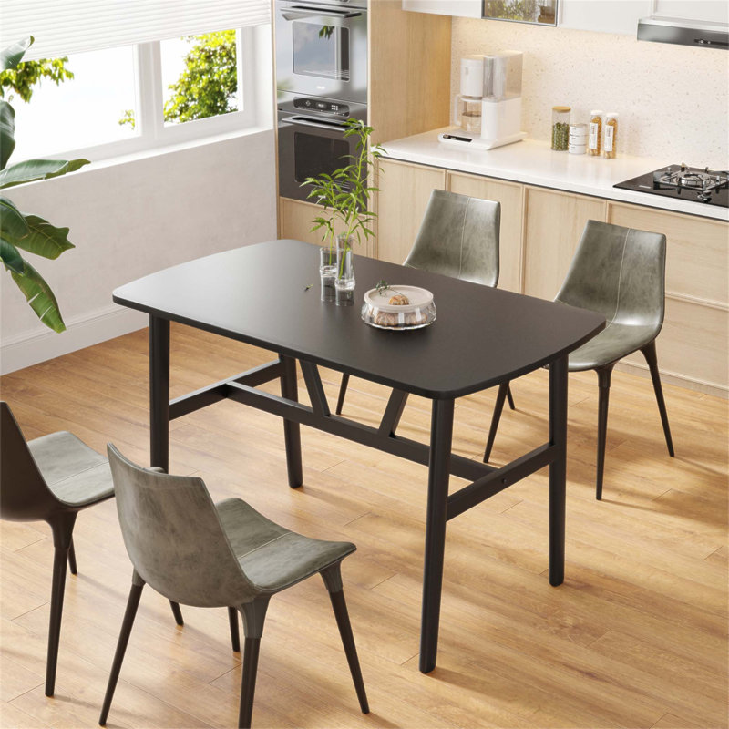 Spacieuse table de cuisine rectangulaire en bois pour 4 à 6 personnes avec structure en métal robuste pour les repas et les réunions modernes, 47,2 pouces (table seulement)