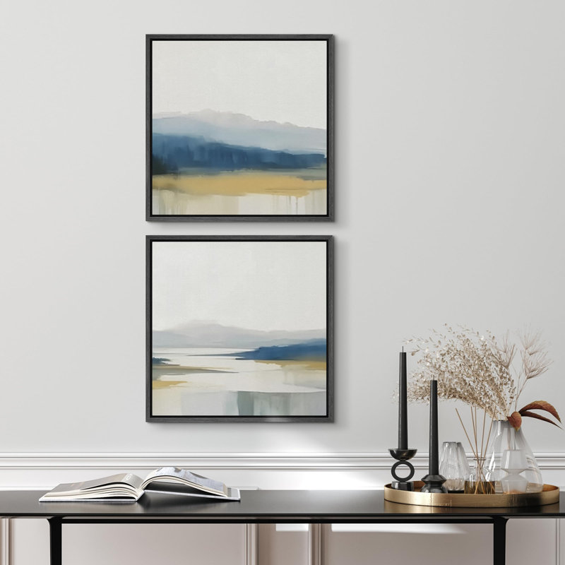 Tranquil Lake Vistas, Black Floater Framed, H 24 po x l 24 po