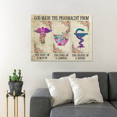 Pharmacien, symboles, art textuel sur toile tendue
