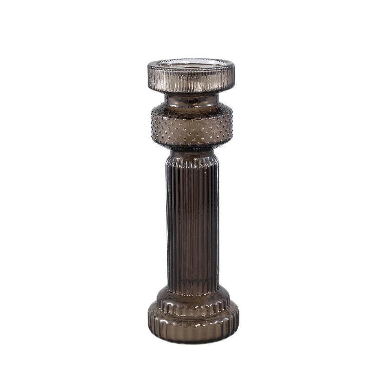 Glass Candelabra, Grey, 34cm H x 11cm W x 11cm D