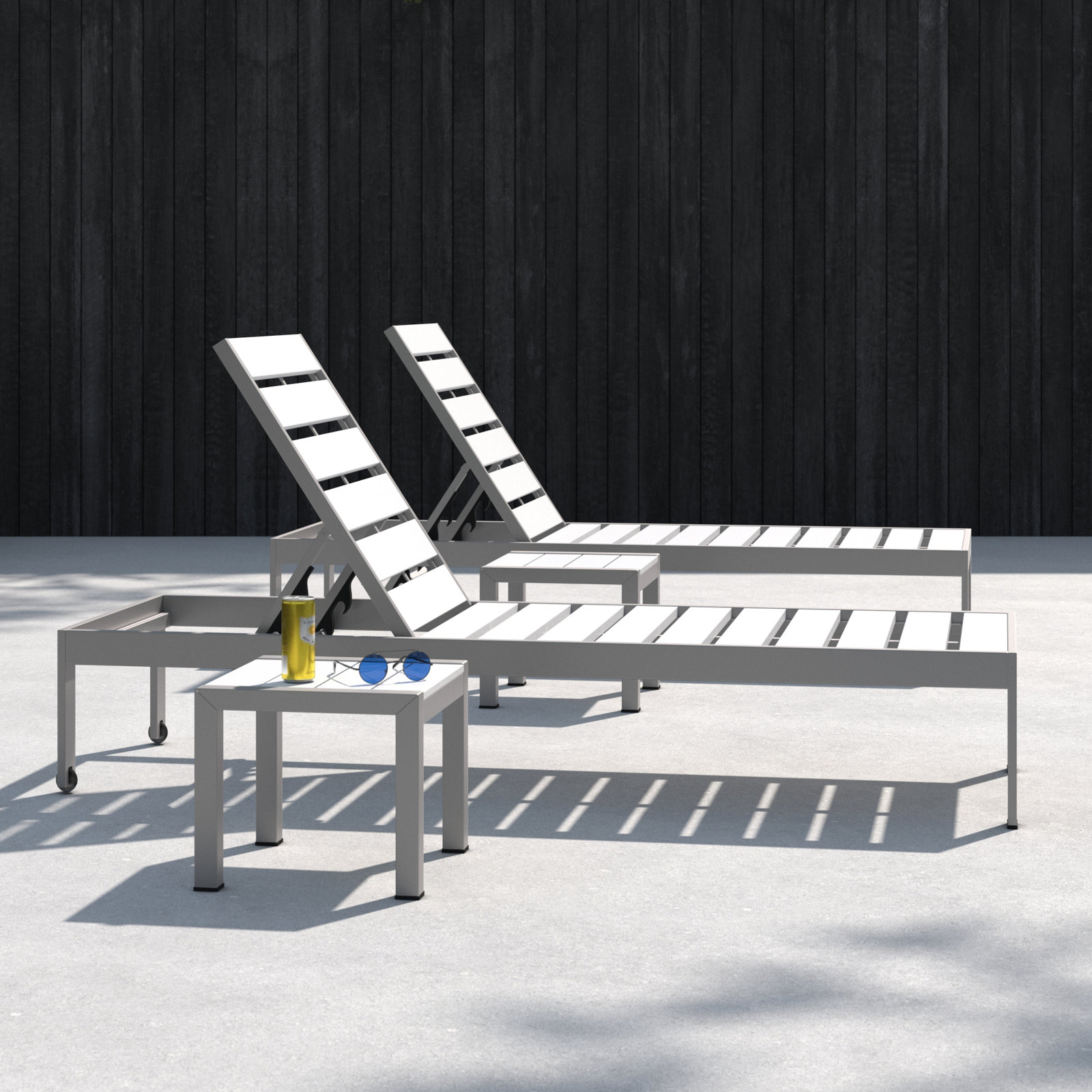 Aynura 26" Patio Chaise Lounge Set, White