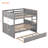 Gray Bunk Bed With Detachable Twin Trundle - Convenient Full Over Extra Sleeping Space-373803346