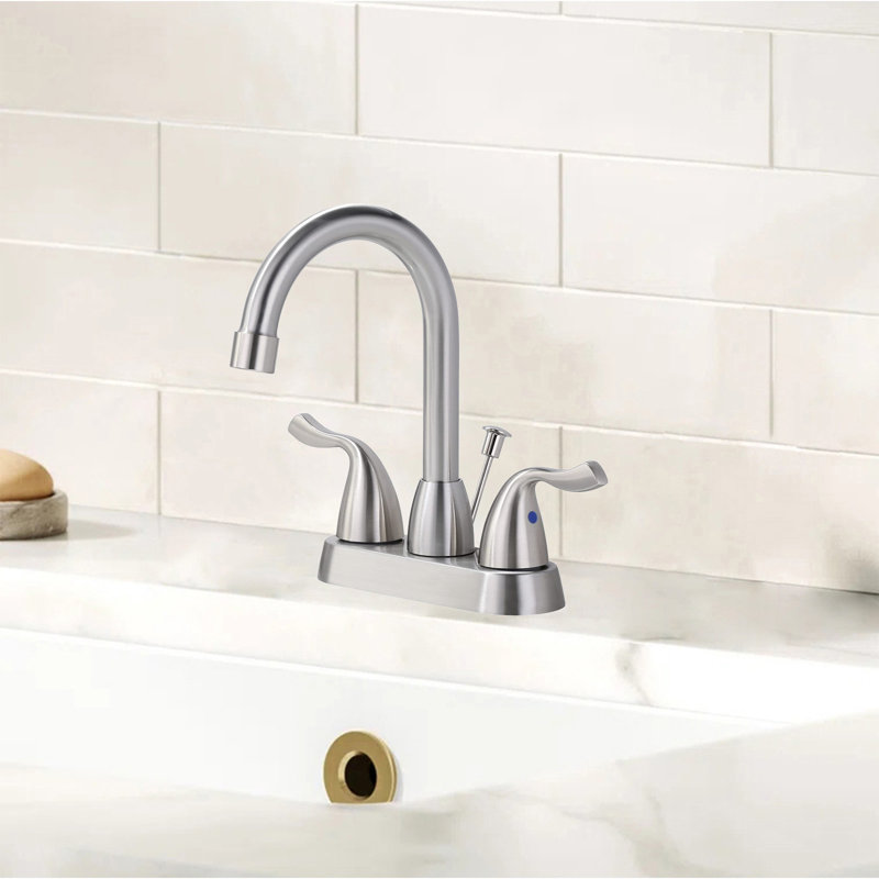 Robinet de salle de bain central 4 pouces avec bonde escamotable Essentials, Nickel brossé