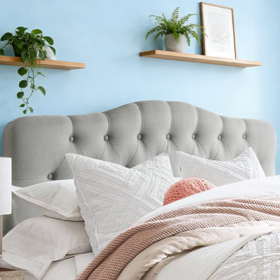 Linen Upholstered Headboard-Modern-Adjustable Height-Button Tufting