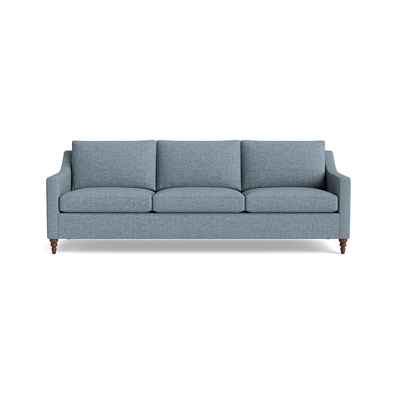 Vera Sofa (95"), Walnut Finish (Turned), Performance Weave - Snow