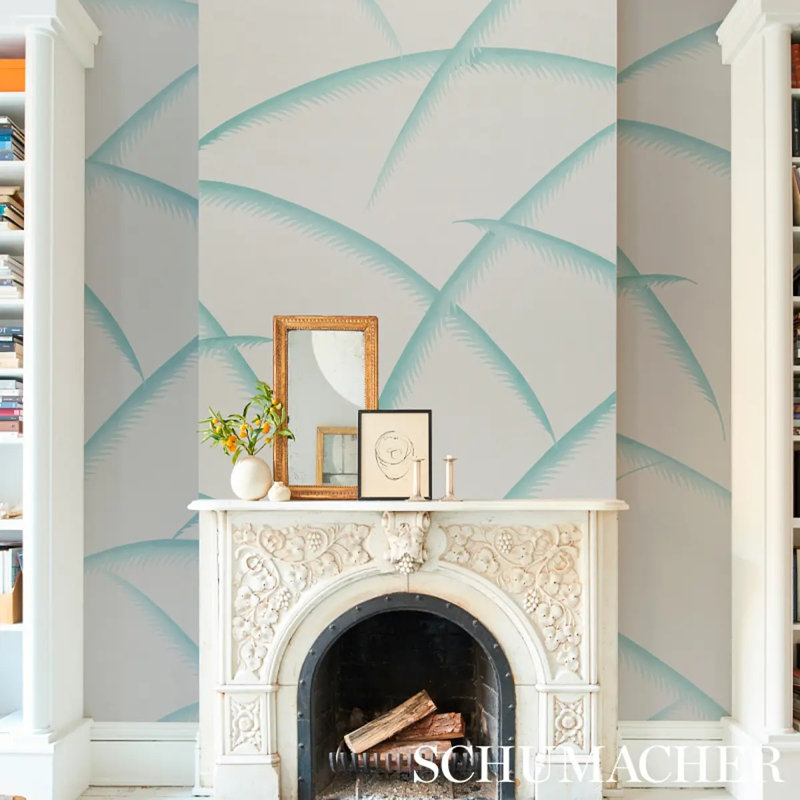 Deco Palms Wallpaper, Seaglass