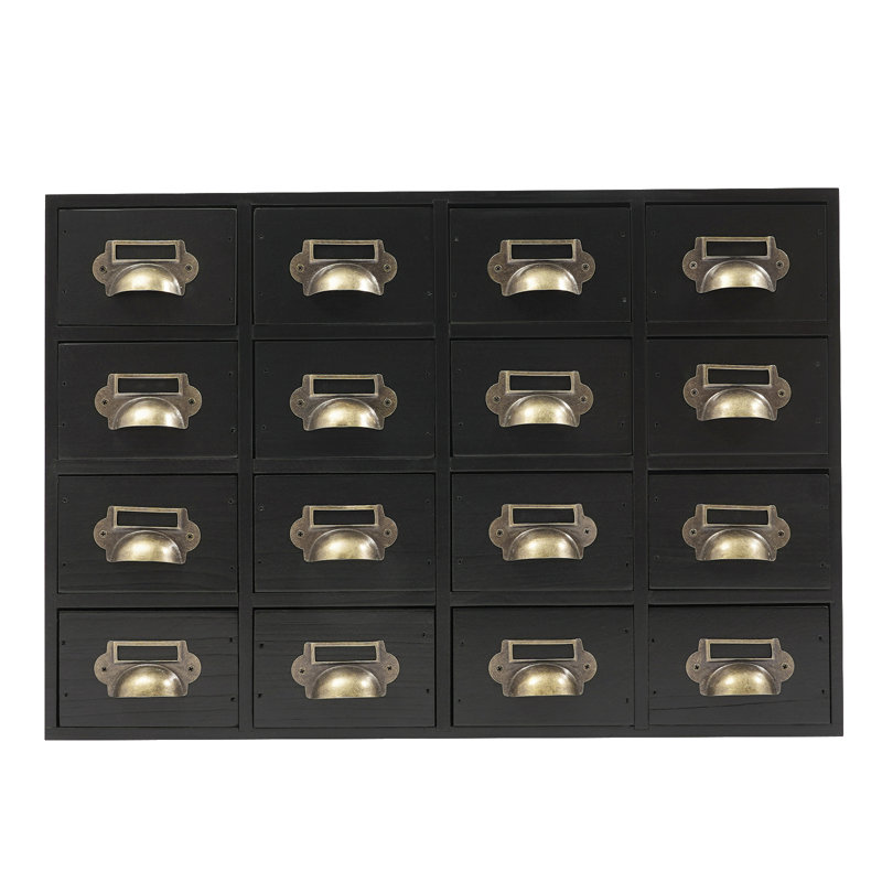 Wood Stackable Desk Organizer With 16 Drawers, Black