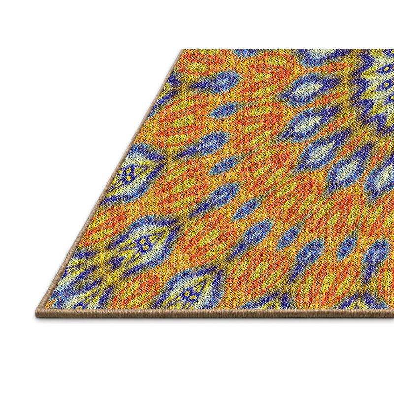 Tapis orange Ikat, Rectangle 5 pi x 7 pi