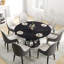 Table ronde en pierre frittée de 60,51 po avec base en métal noir stable, pour 6 à 8 personnes, table idéale pour la salle à manger, plateau en fer