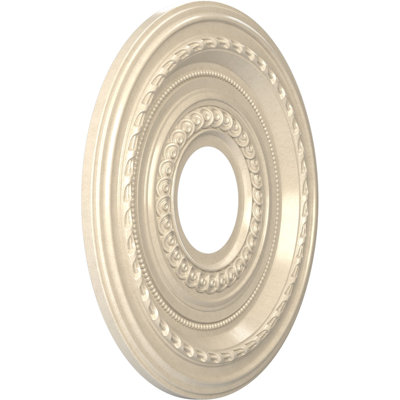Médaillon de plafond en PVC thermoformé de 13 po x P 3 1/2 po x P 3/4 po (convient aux auvents jusqu'à 4 1/4 po), brume de perle métallique universelle