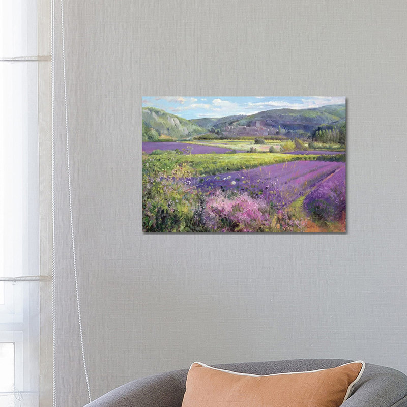 Lavender Fields In Old Provence by Timothy Easton - Painting on Canvas, 66.04 cm H x 45.72 cm W x 1.91 cm D, No Frame