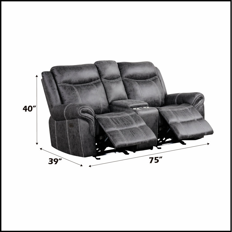Causeuse en microfibre Zubaida Power Motion avec port USB, siège confortable et à technologie intégrée pour les maisons modernes.