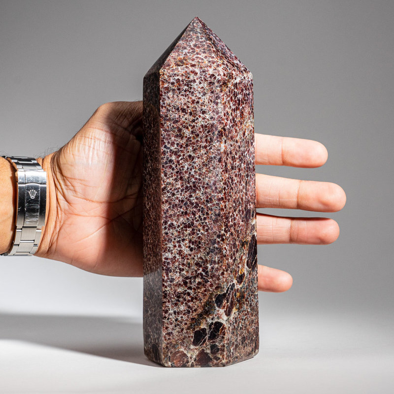 Genuine Polished Garnet Point (4 lbs), 8" H x 2.5" W x 3" D, Dark Red/Dark Brown