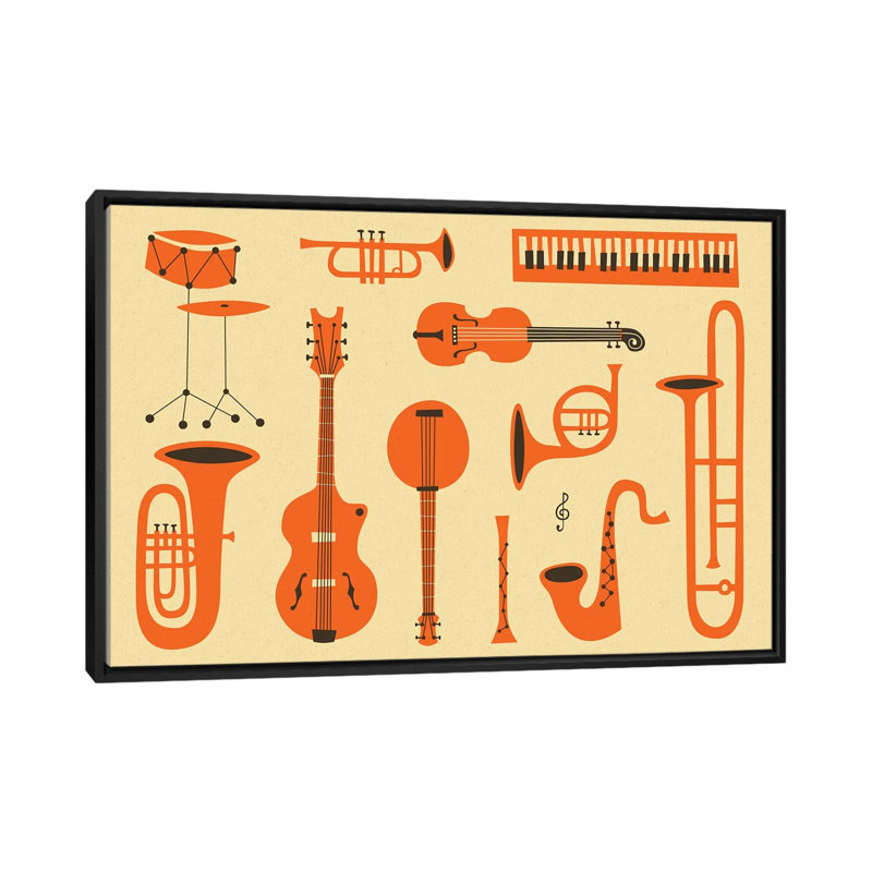 «Just Jazz I», impression sur toile, H 18 po x l 26 po x P 1,5 po, Toile avec cadre noir, Pas de tapis