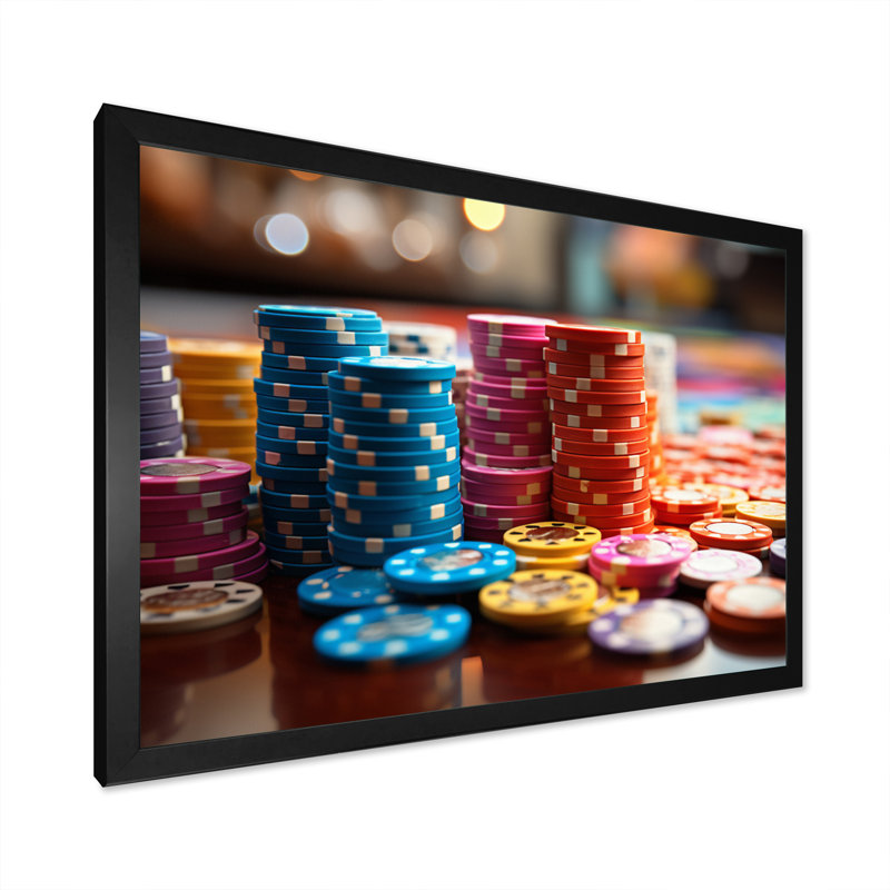 Art mural sur toile de jeux de poker de Casino Royale, H 24 po x l 32 po x P 1 po, Cadre simple noir