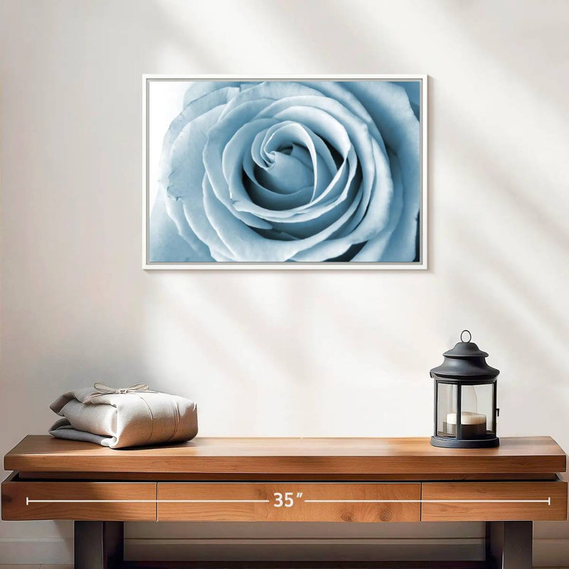Pearly White Rose, Floating Frame White, 19" X 13"