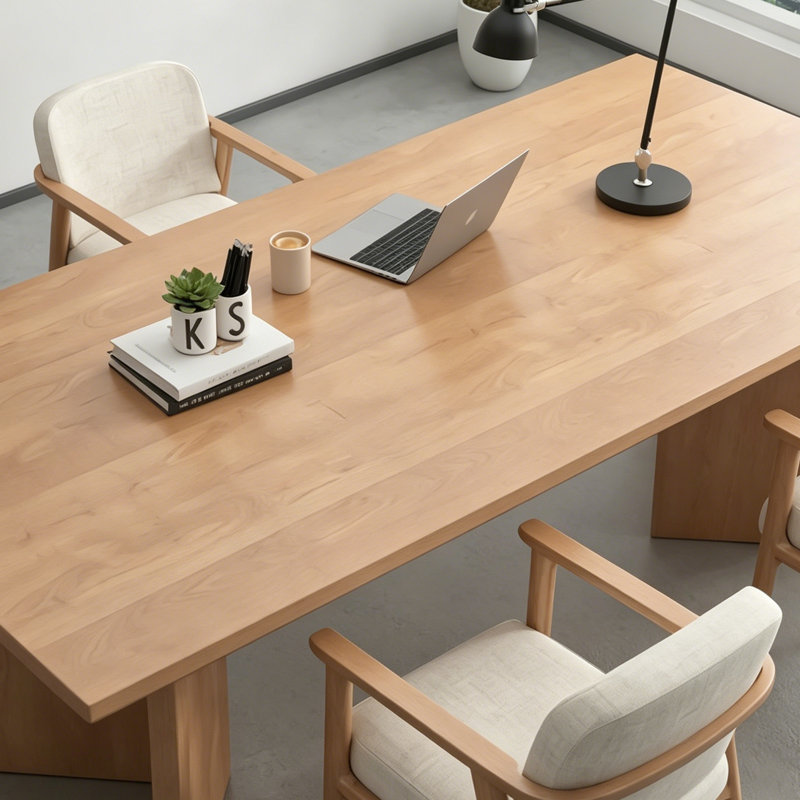 Simple Steady Solid Wood Pine Rectangle Desk, 29.5" H x 78.7" W x 31.5" D