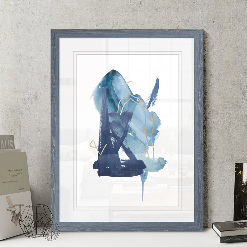 «Indigo Collide II», reproduction d'art encadrée, H 32 po x l 44 po x P 1,3 po, Cadre en papier gris