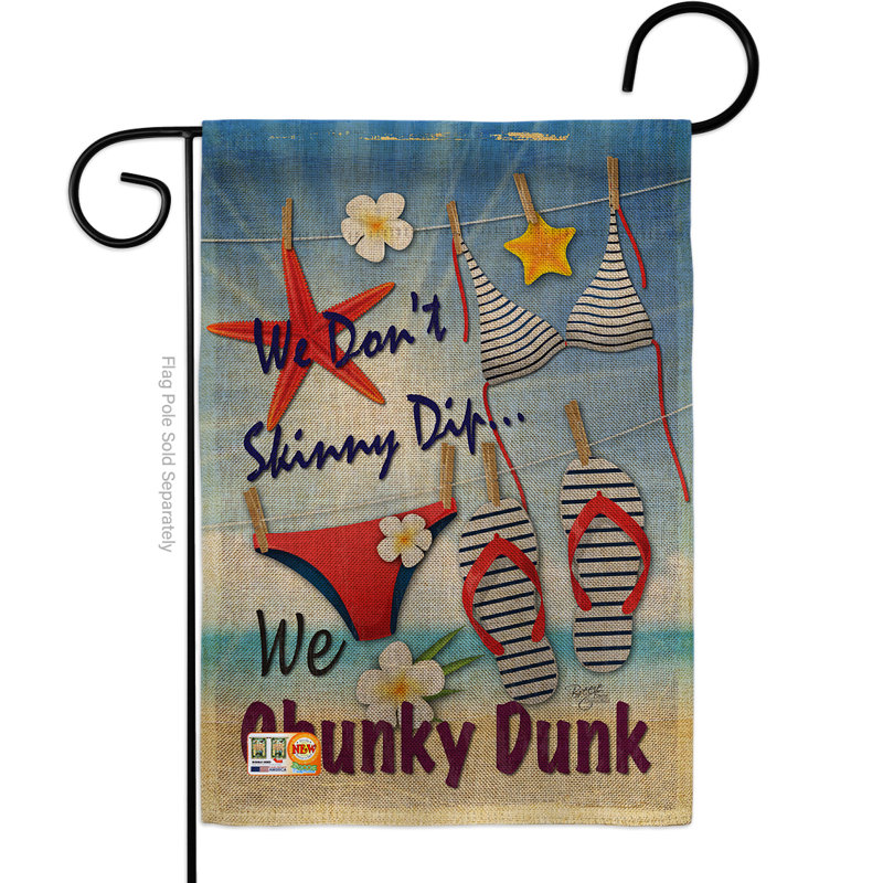 Les dunks sont amusants dans le soleil 2 côtés en toile jutes 19 x 13 po. drapeau de jardin