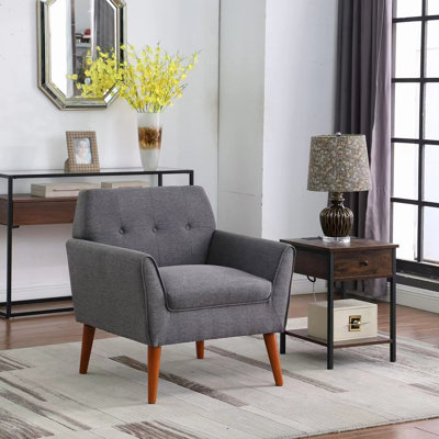 Jetse Upholstered 30 In. Wide Button Tufted Linen Armchair Accent Chair -  Corrigan StudioÂ®, 6BAA566B252D43AE9357B03DBDC67957