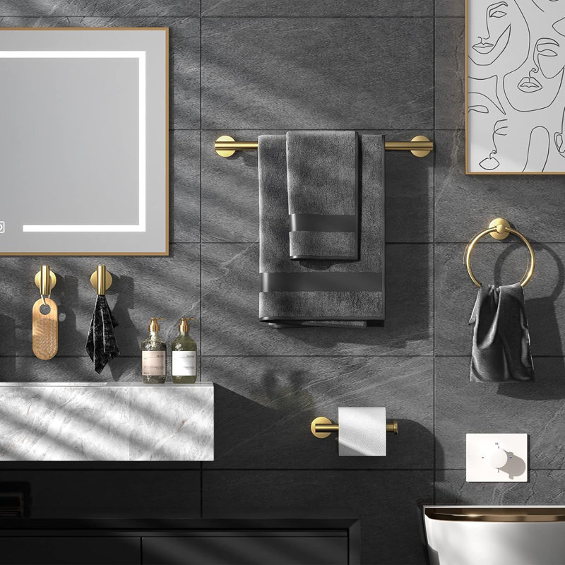 Ensemble de quincaillerie de salle de bain noir 10 pièces, Nickel brossé