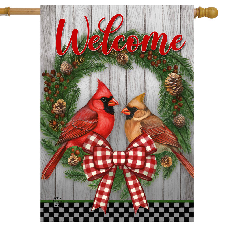Couronne de bienvenue Cardinal, drapeau de la maison 28x40
