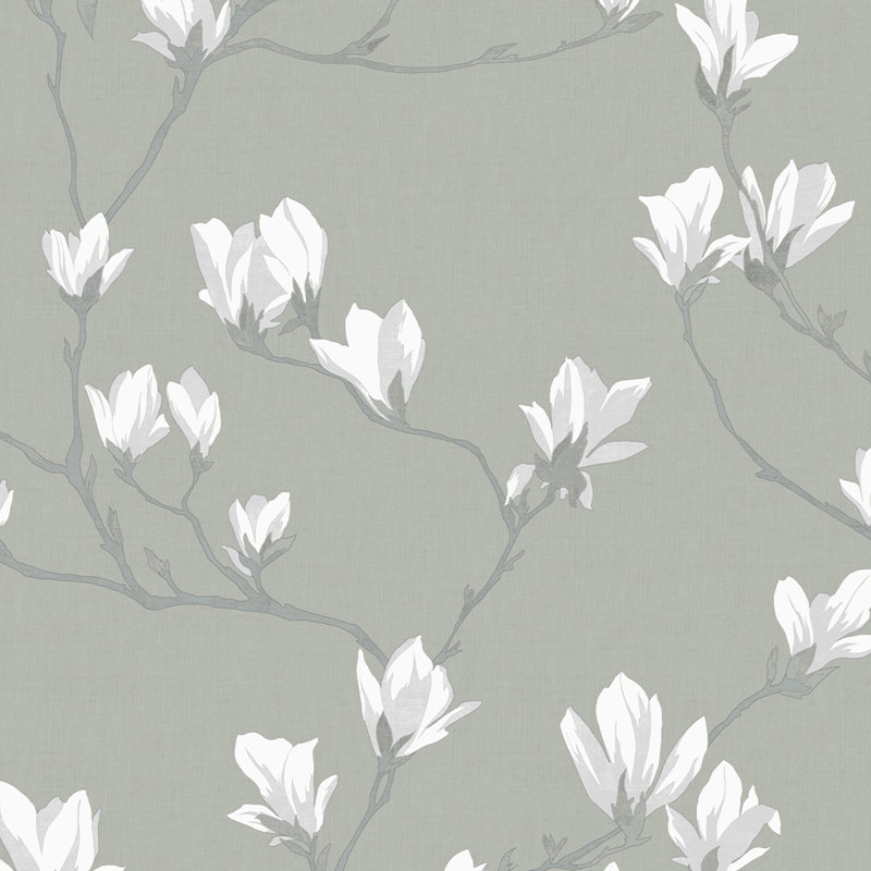 Laura Ashley Magnolia Grove Wallpaper Roll, Slate