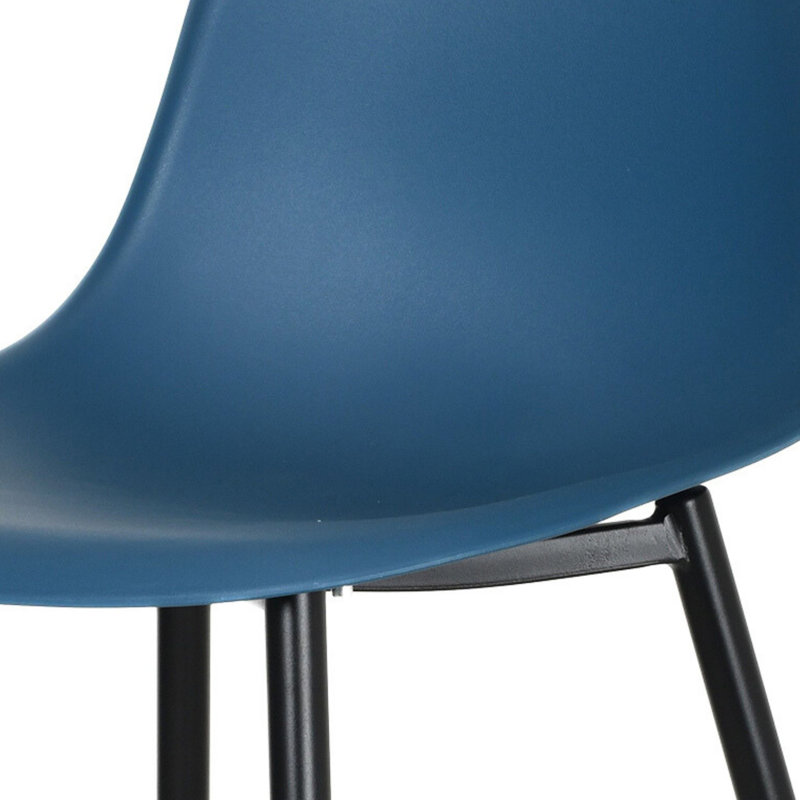 Kalie Pair of Plastic Dining Chairs, Black Metal Frame, Blue