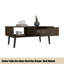 Table basse, une tablette ouverte, un tiroir, noyer foncé