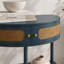 Table de bout unique en demi-lune avec porte coulissante en rotin, console élégante en demi-cercle avec 2 armoires de rangement en rotin et tablette inférieure pour le salon, la chambre à coucher, le bureau, le couloir (vert)