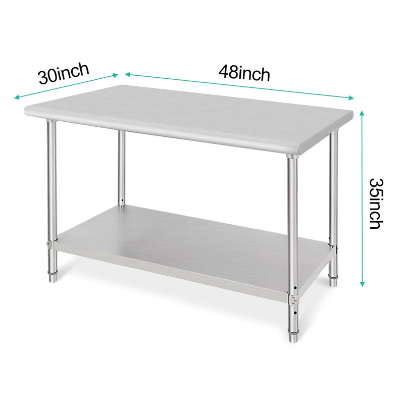 Établi avec plan de travail en acier inoxydable, H 48 po x l 30 po x P 35 po