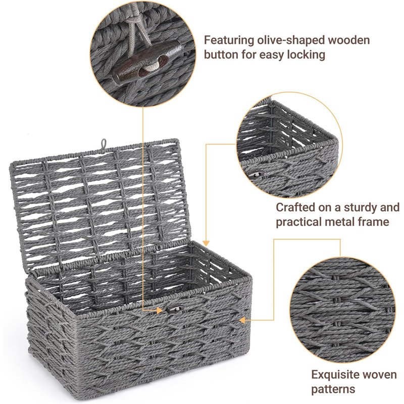 Storage Baskets Bin With Lid Decorative
