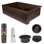 33" Hammered Copper Kitchen Apron 50/50 Double Basin Sink with Short 5" Divider w/ Matching Drains and Accessories