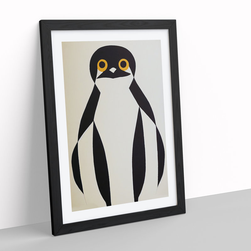 Penguin Abstract Art No.2 - Single Picture Frame Painting, 64cm H x 46cm W x 2cm D, Black Framed