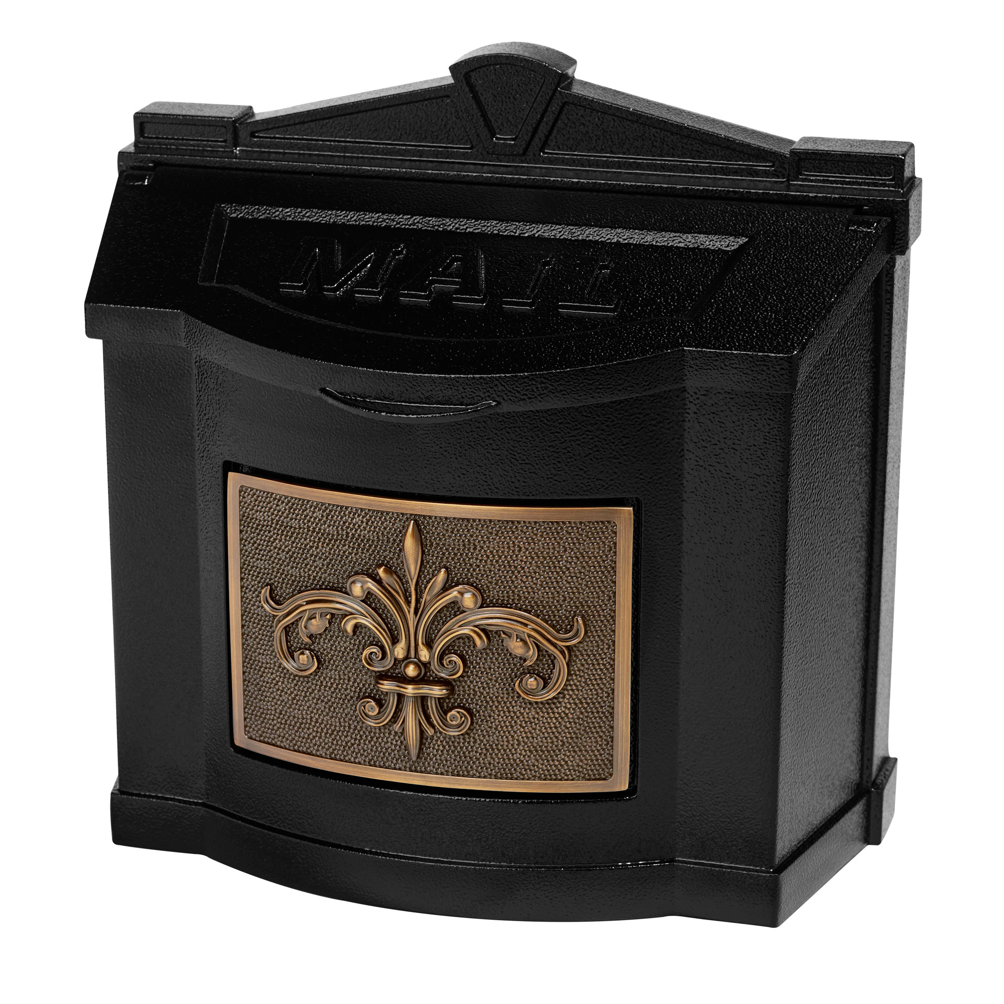 Wallmount Mailbox with Brass Accent, Black