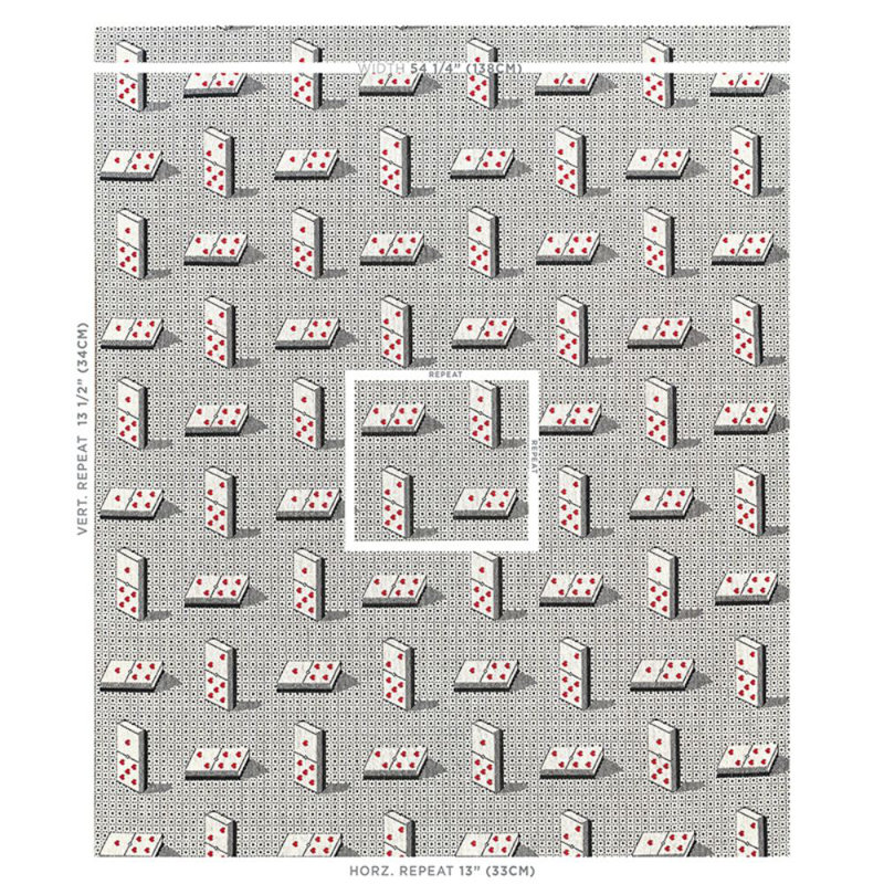 Tissu Domino Épinglé, Red