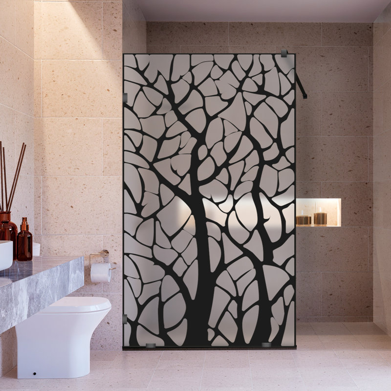 Panneau de douche en verre noir sans cadre français l 29 1/2 po x H 75 po, Gelé, Oui