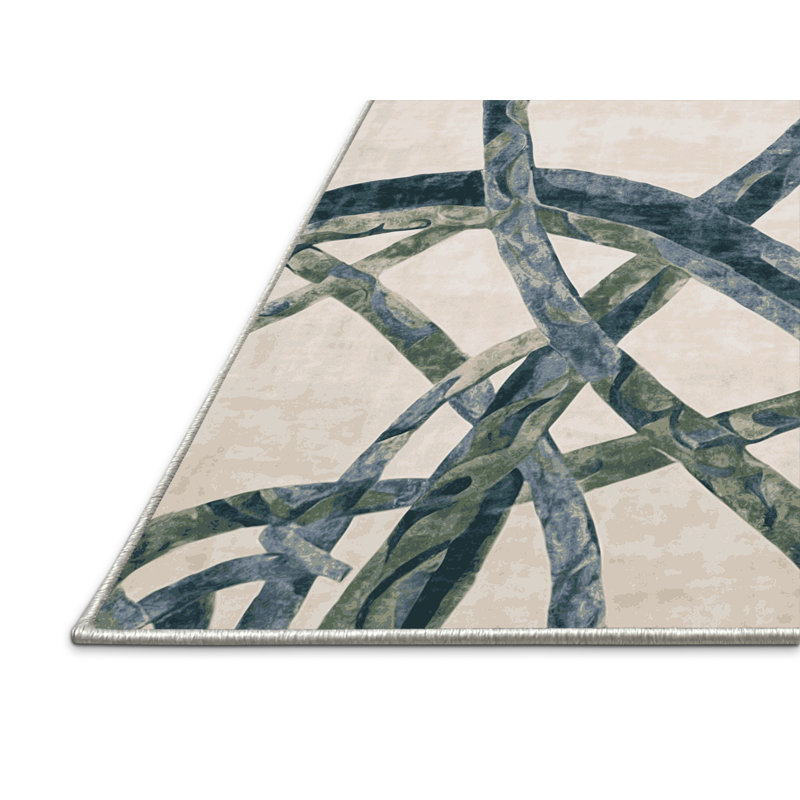 Tapis beige soyeux et moelleux, Rectangle 7 pi x 10 pi