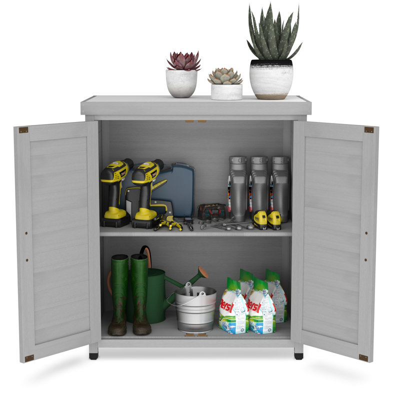 Table de rangement en bois pour l'extérieur