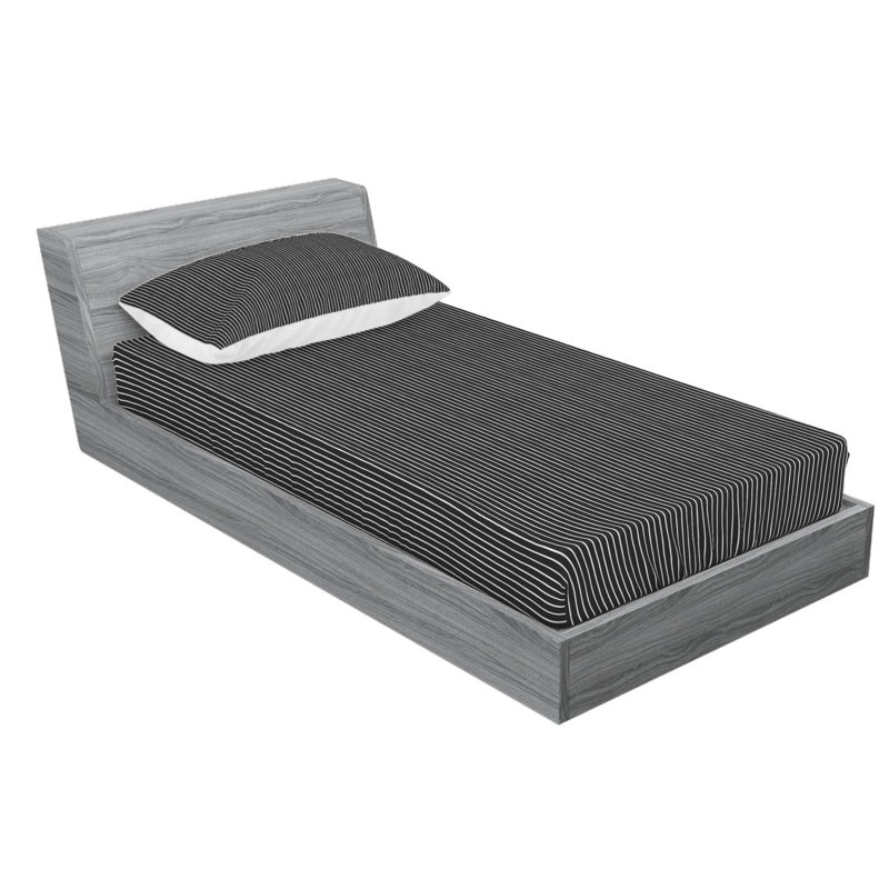 Microfiber Striped Sheet Set, Twin Sheet Set with Fitted Sheet, Black Stripe