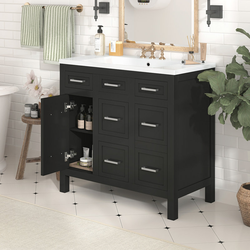 Base de meuble-lavabo simple 36 po seulement, Noir