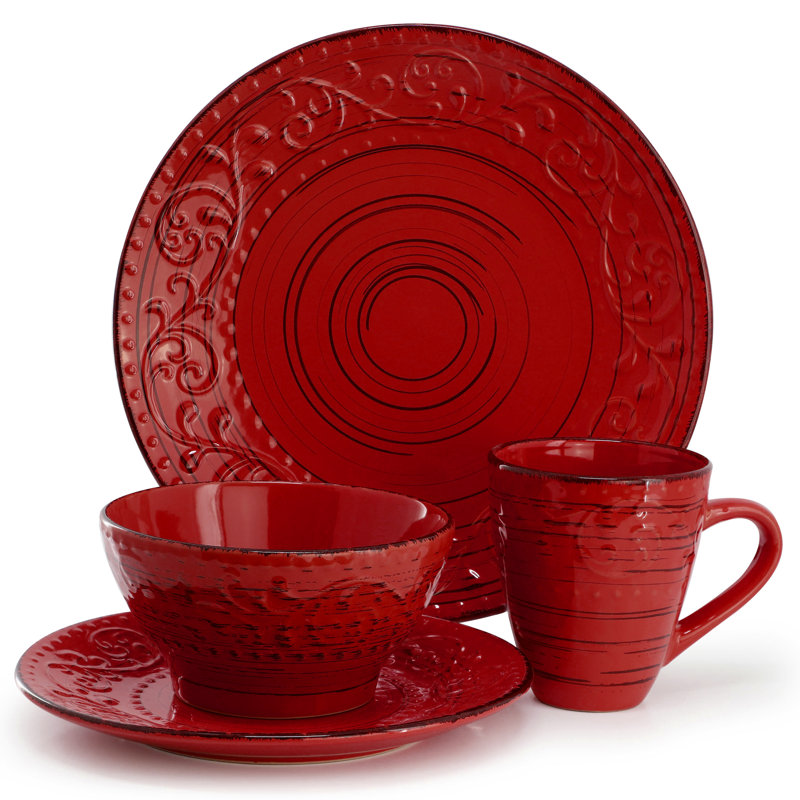  Service de table 16 pièces Radiance Ocean Bloom, Rouge